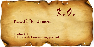 Kabók Ormos névjegykártya